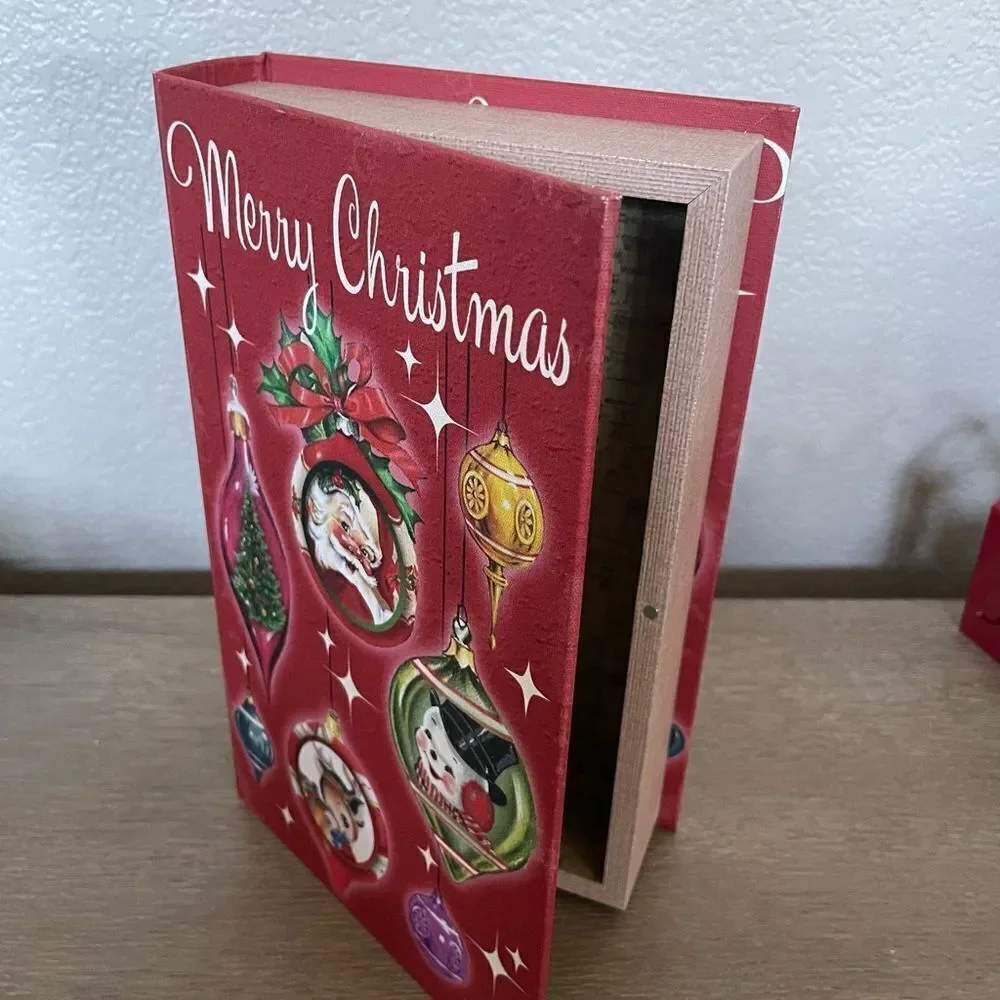 Vintage Christmas Storage Book Boxes 3-pc set
